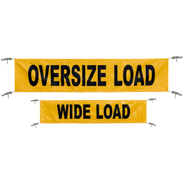 Keeper Reversible Banner, Yellow, "Oversize/Wide Load", 18"X84" w/ Grommets 4903
